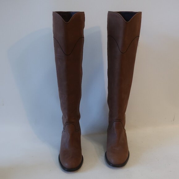 Authentic Womens Chanel Brown Interlocked CC Tall Leather Riding Boots 38 US/8 - Picture 1 of 16